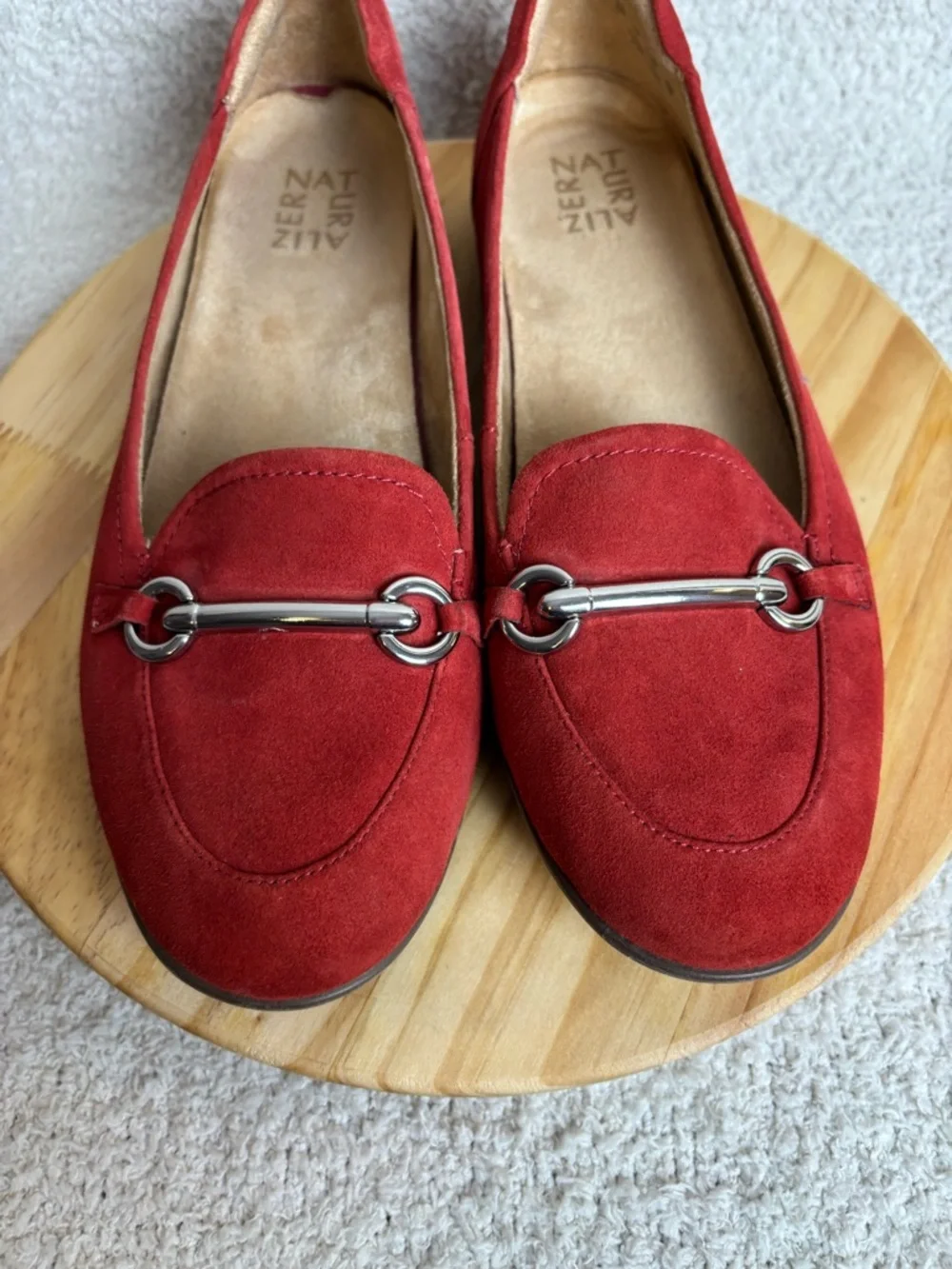Naturalizer Shoes Womens 9M Fern Suede Slip On Horse Bit Laofer in Red Florence